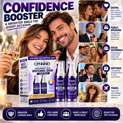 ITZZO® Purple Teeth Color Corrector Serum Twin Pack – 2 × 30 mL, Peroxide-Free