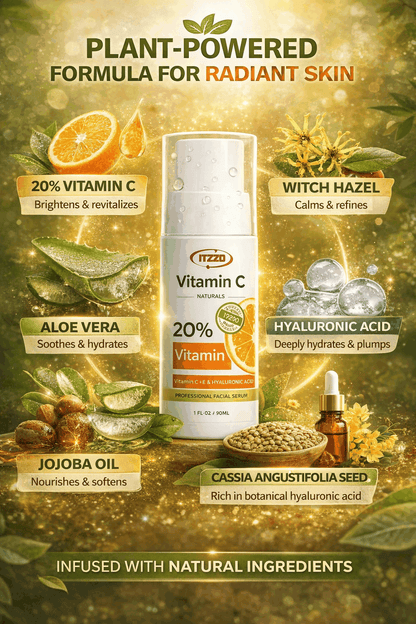 ITZZO Vitamin C Glow Serum ingredient illustration for Dual Serum Skincare Set
