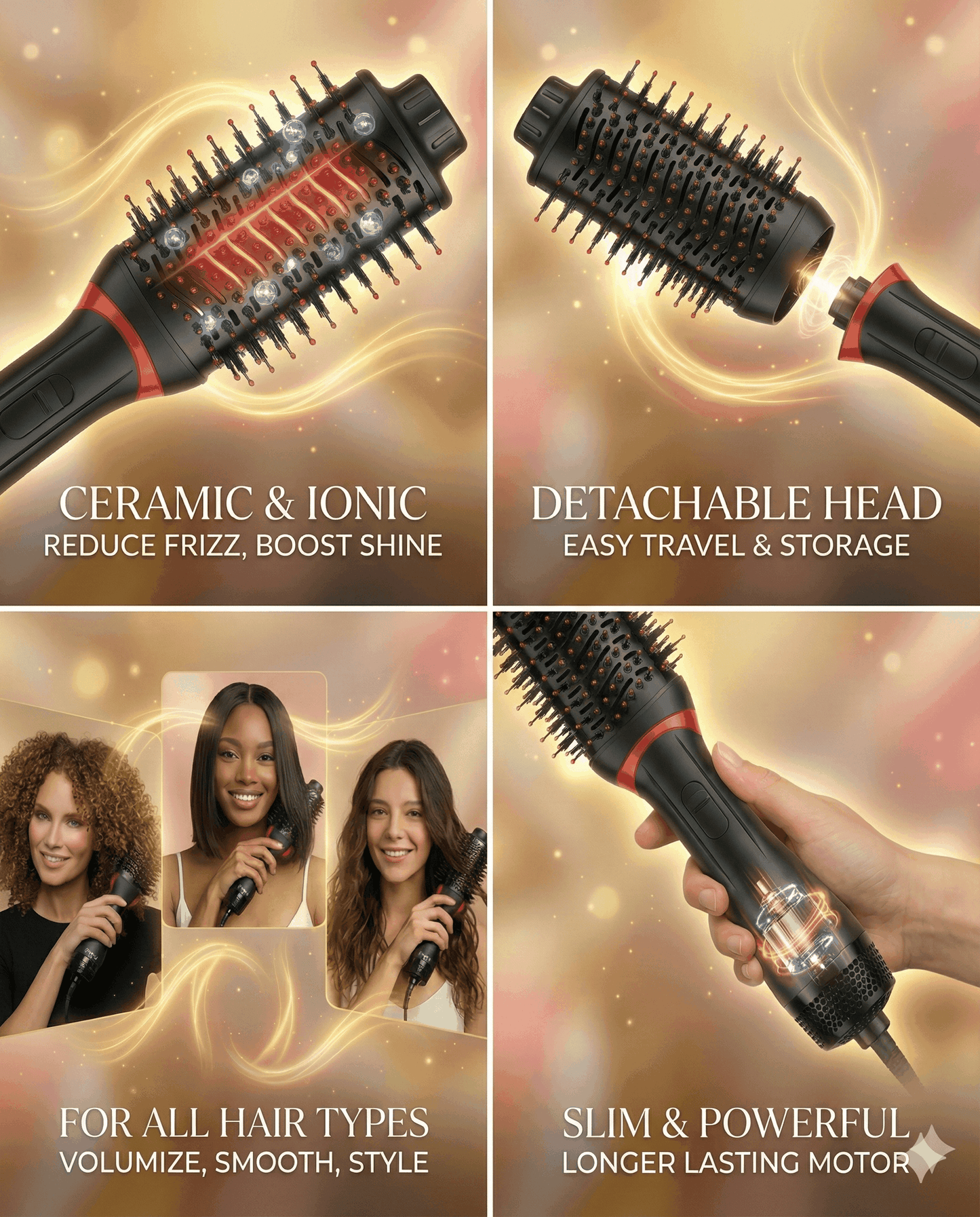 ITZZO® 4-in-1 Hair Dryer Brush & Volumizer
