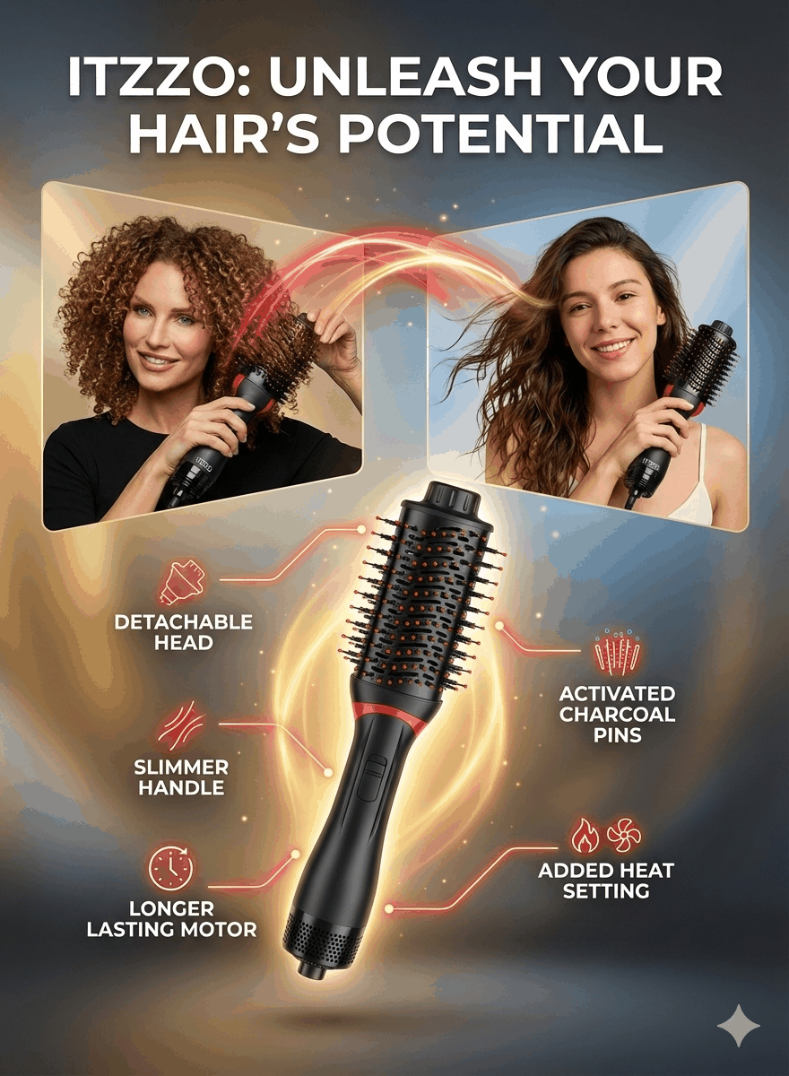 ITZZO® 4-in-1 Hair Dryer Brush & Volumizer