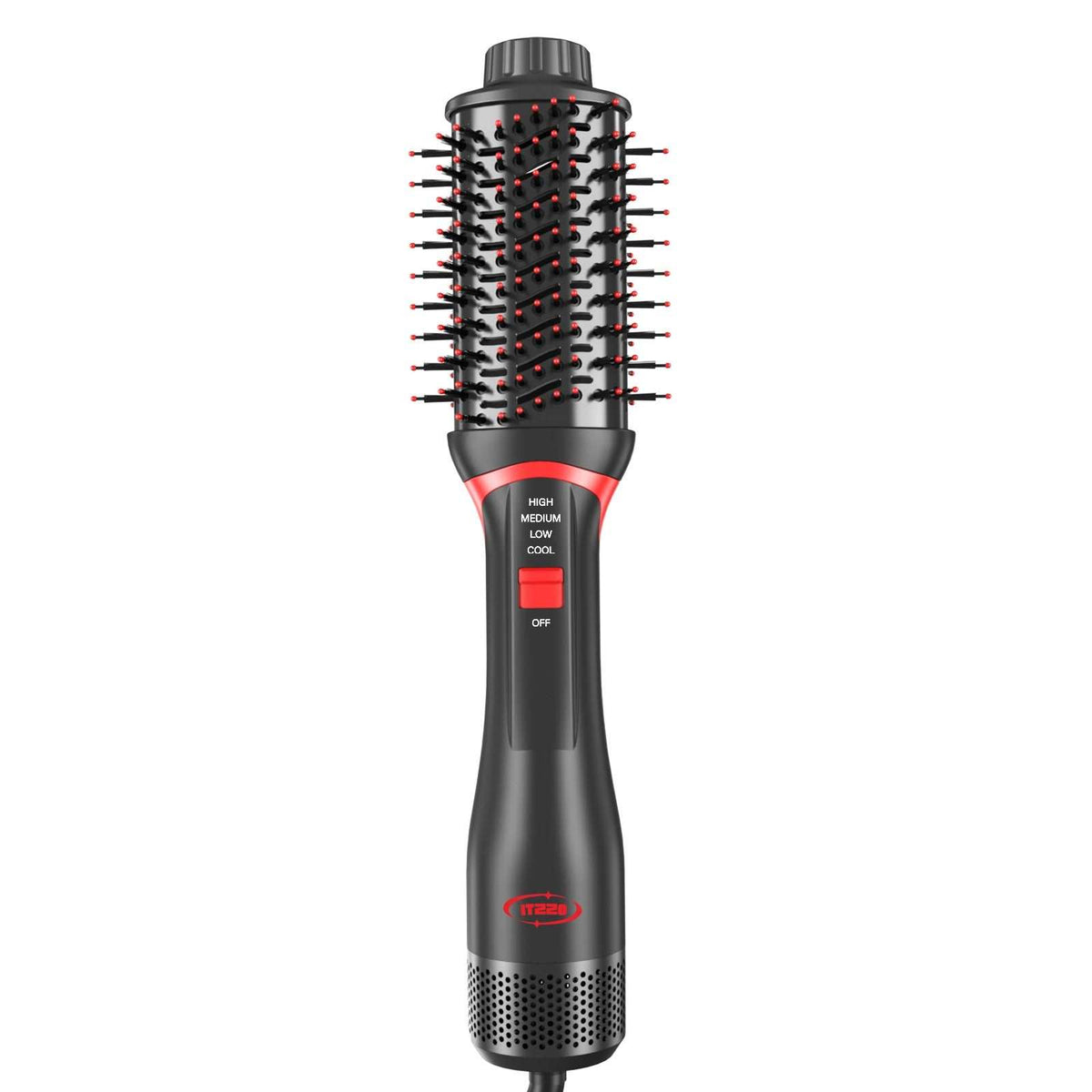ITZZO 4-in-1 hair dryer brush volumizer in black and red